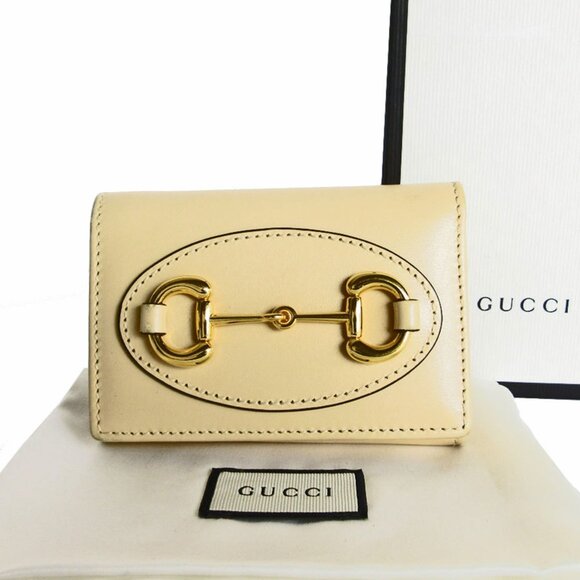 GUCCI Beige Leather Horsebit Wallet - Picture 1 of 5